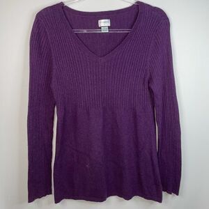Motherhood Maternity Dark Purple Ribbed Long Sleeve Sweater Size Large